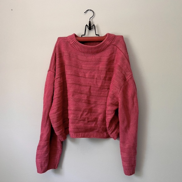 Topshop Chunky Knit Crop Pink Sweater Oversize - Picture 4 of 4